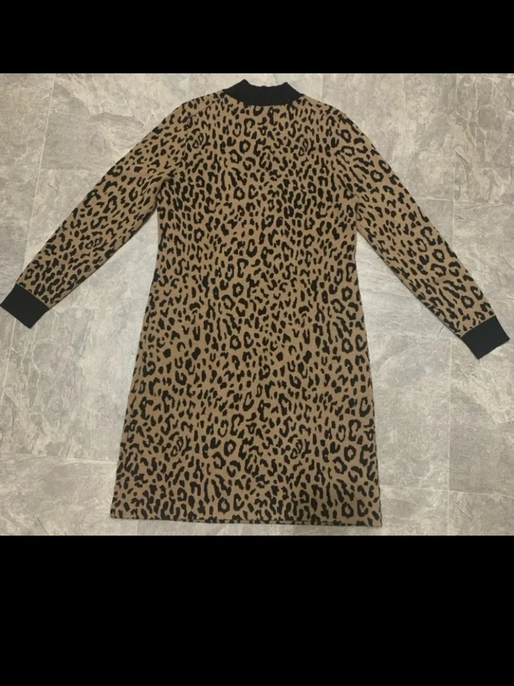 J. Crew Leopard Print Long Sleeve Shift Dress - Black & Tan